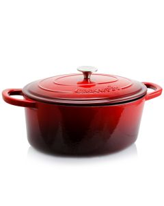 Crock Pot Artisan 7 Quart Oval Enameled Cast Iron Dutch Oven in Scarlet Red