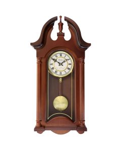Bedford Clock Collection Delphine 27 Inch Mahogany Chiming Pendulum Wall Clock