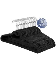 Elama Home 30 Piece Rubber Non Slip Hanger with Hanging Tab in Black
