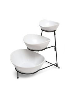 Gibson Elite Gracious Dining 3 Tier Bowl Server Set with Metal Stand